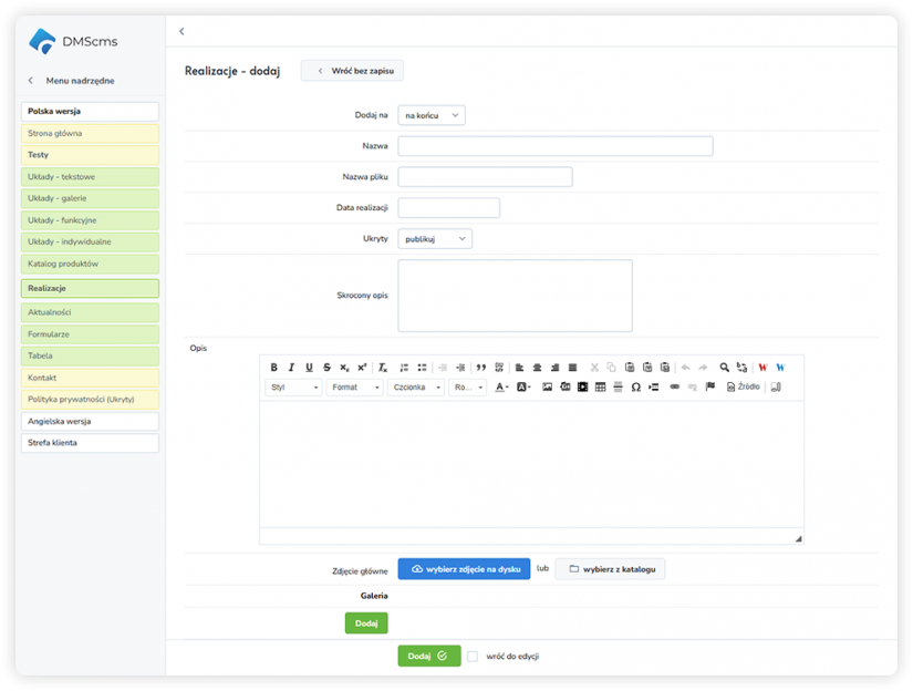 Przykłady specyfikacji realizacji