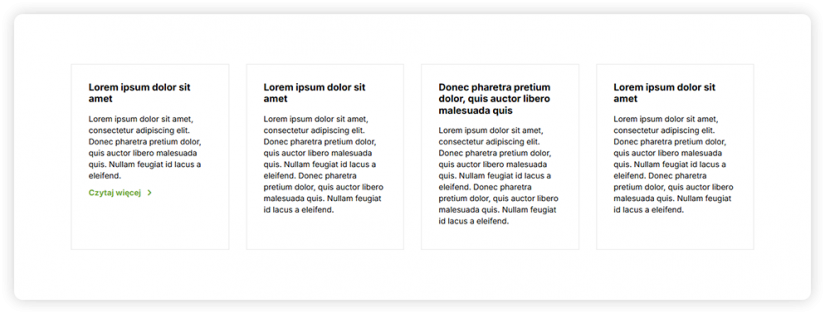 Boksy tekstowe - 4 w rzędzie, bez ikony