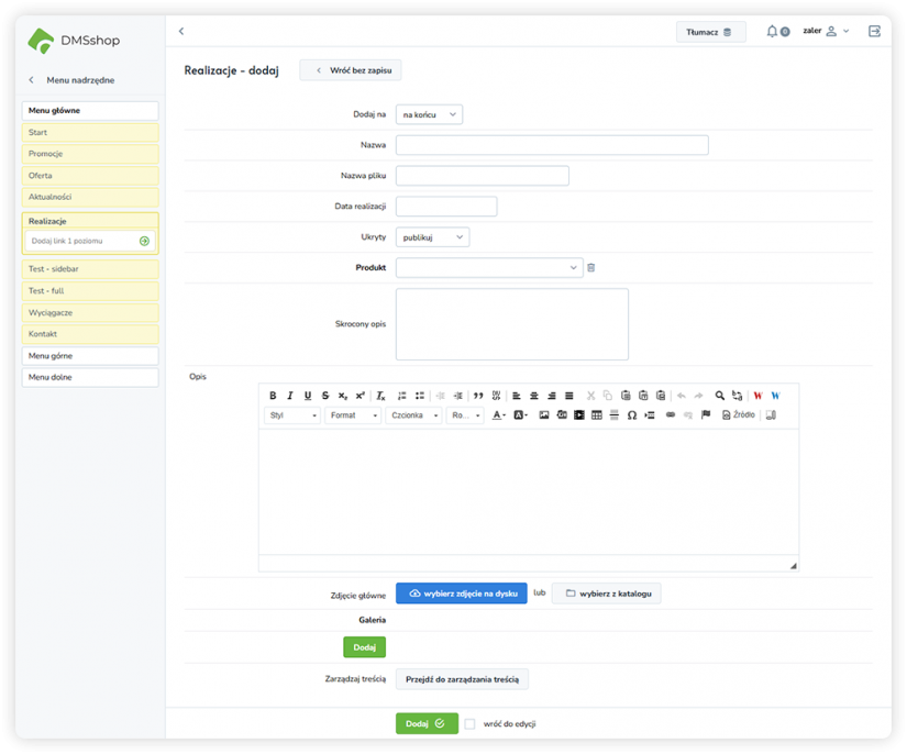 Przykłady specyfikacji realizacji