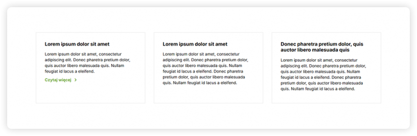 Boksy tekstowe - 3 w rzędzie, bez ikony